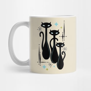 Modern Meows Atomic Age Black Kitschy Cats Mug